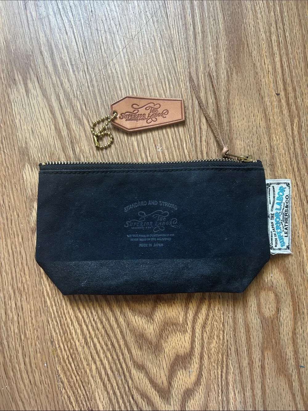 The Superior Labor Black Canvas Engineer Zip Pouch with Leather Tag